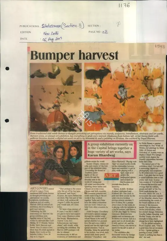 Karan Bhardwaj (Reporter), Bumper Harvest, 2009, Newspaper Clipping