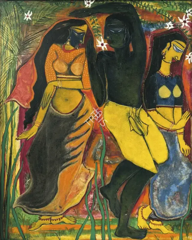 Uma Gautam (Artist), Untitled (Village Women and a Man), 2005, Painting