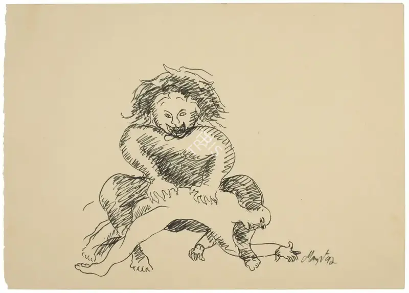 Manjit Bawa (Artist), Untitled (Narasimha), 1992, Drawing