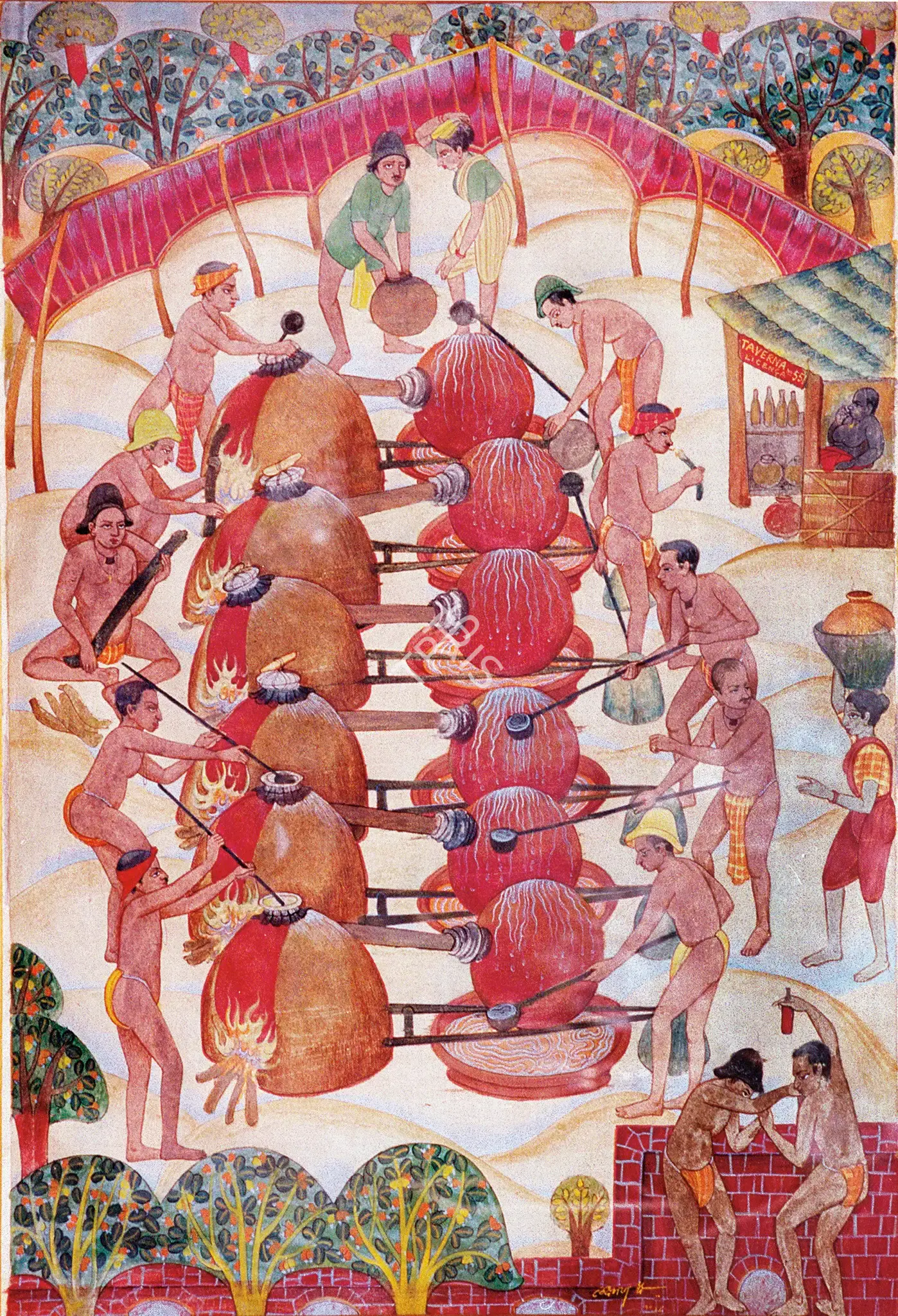 Pai, Laxman (Artist). Caju Feni Distillery, 1948 | Painting, Os.Mum/31.01.07, 2007 · Osian's