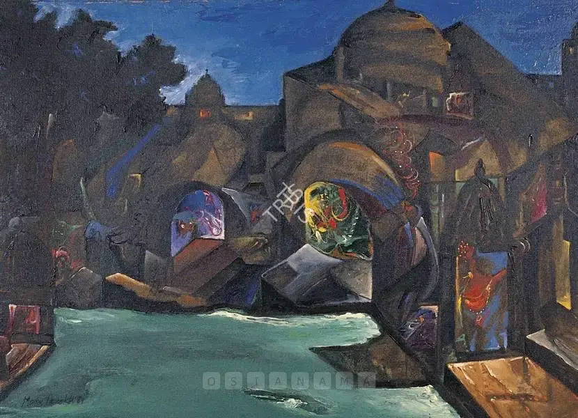 Manu Parekh (Artist), Benaras Series, 1989, Painting