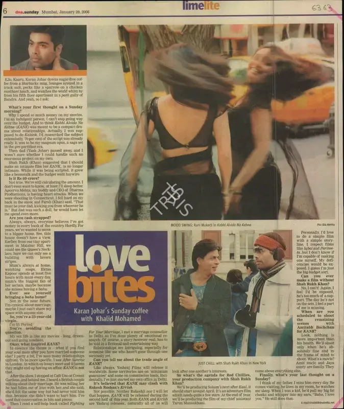 Khalid Mohamed (Reporter), Love bites, 2006, Newspaper Clipping