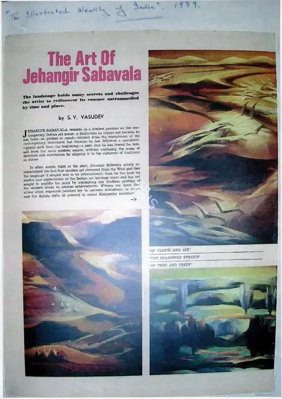 S.V. Vasudev (Writer), The Art of Jehangir Sabavala, 1979, Newspaper Clipping