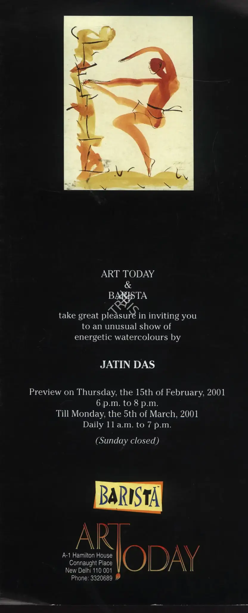 Jatin Das (Artist), Jatin Das, 2001, Solo Exhibition Invitation