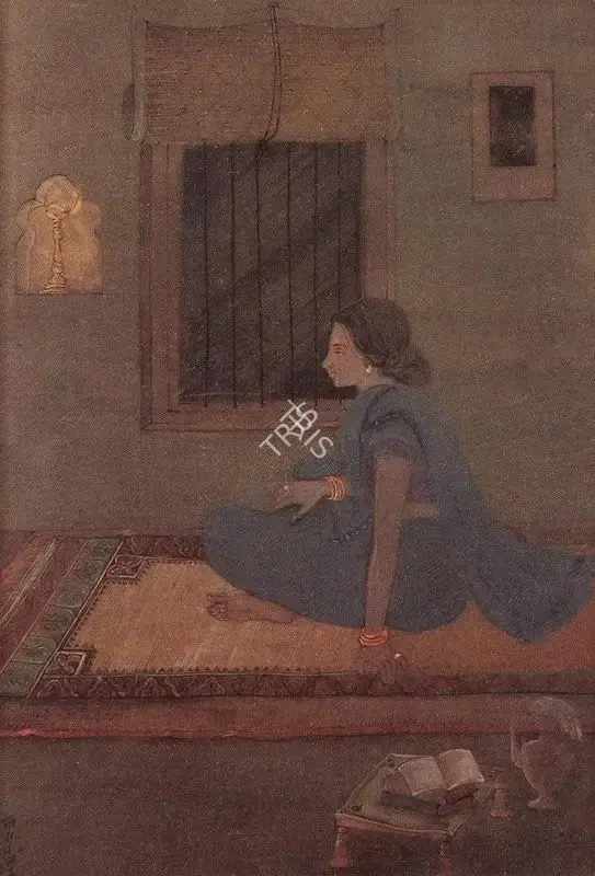 Tara Prasad (Artist), Woman sitting on a Mat, Painting