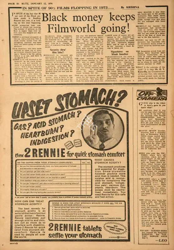 Krishna (Reviewer), Black Money Keeps Filmworld Going!, 1974, Film Review
