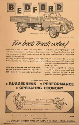 Hindustan Motors (Advertiser), Bedford, 1959, Advertisement