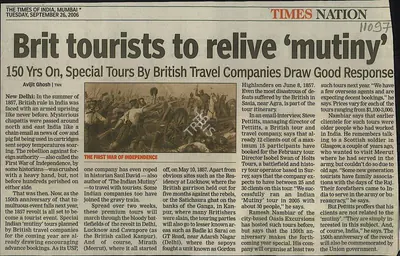Avijit Ghosh (Reporter), Brit Tourists To Relive 'Mutiny', 2006, Newspaper Clipping