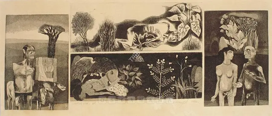 K. Laxma Goud (Artist), Untitled, 1972, Graphic Art