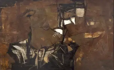 Ramkumar (Artist), Black Forms, 1961, Painting