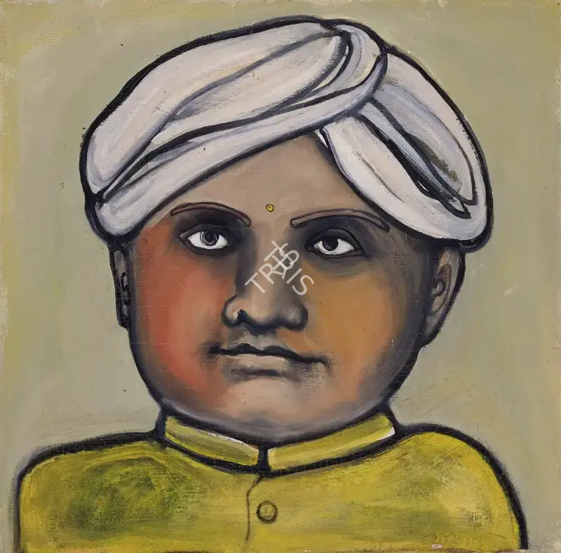 Jogen Chowdhury (Artist), Man with Turban, 1984, Painting