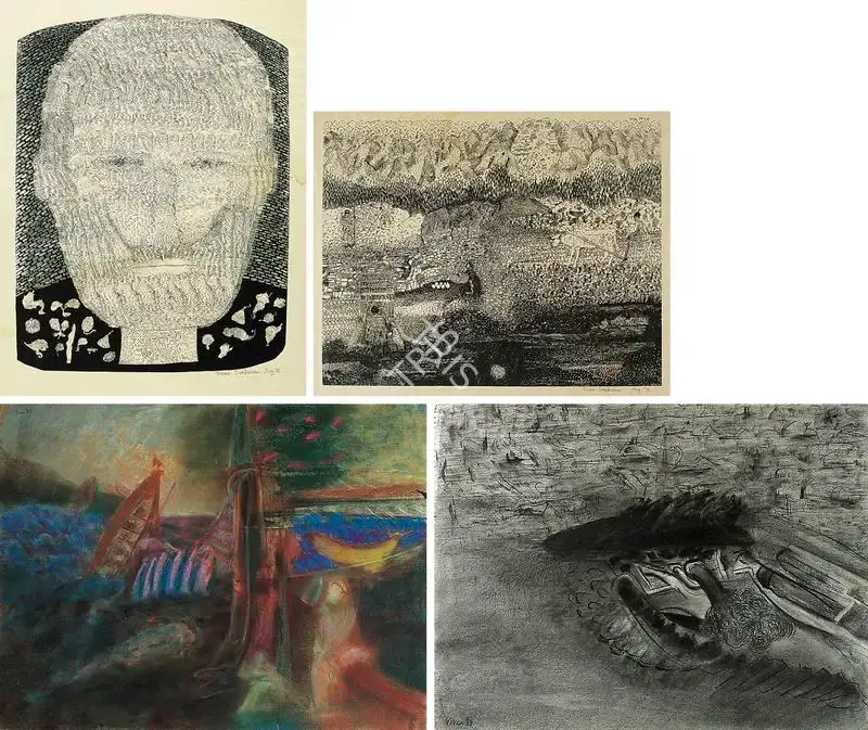 Sundaram, Vivan (Artist). Long Night Series, 1988 | Drawing, Os.Mum/24.02.01, 2001 · Osian's