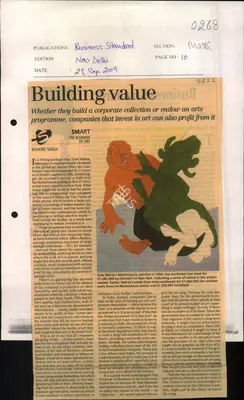 Kishore Singh (Reporter), Building Value, 2009, Newspaper Clipping