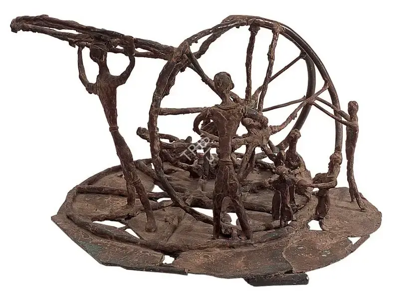 Meera Mukherjee (Artist), Building The Wheel, 1986, Sculpture