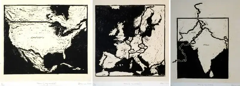 Zarina Hashmi (Artist), Atlas Of My World I, 2001, Graphic Art