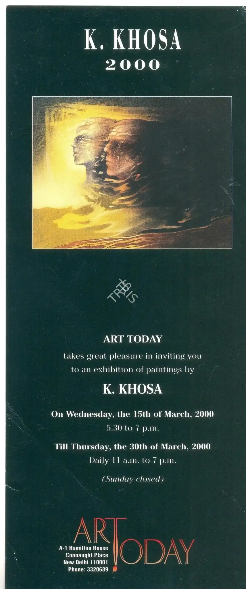 K. Khosa (Artist), K. Khosa, 2000, Solo Exhibition Invitation