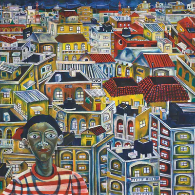 Nandini Goud (Artist), Self Portrait in City, 1996, Painting