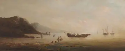 Pestonji Bomanji (Artist), Seascape With Boats, 1898, Painting