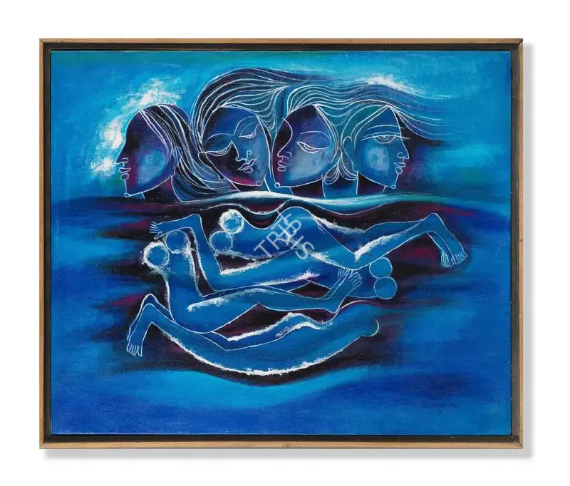 Laxman Pai (Artist), Swimming Pool, 1979, Painting