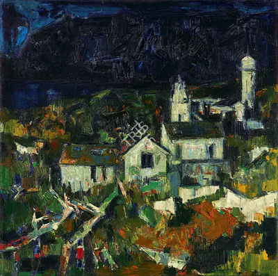 Raza, S.H. (Artist). Paysage Corse. Oil on canvas, 1958 | Painting | FineArts | 00594824