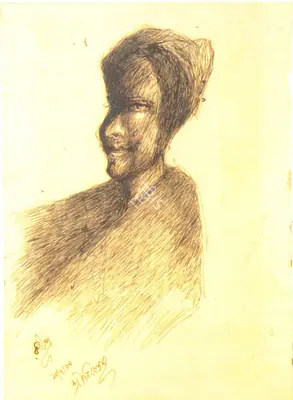 Rabindranath Tagore (Artist), Study of a Woman, 1939, Painting