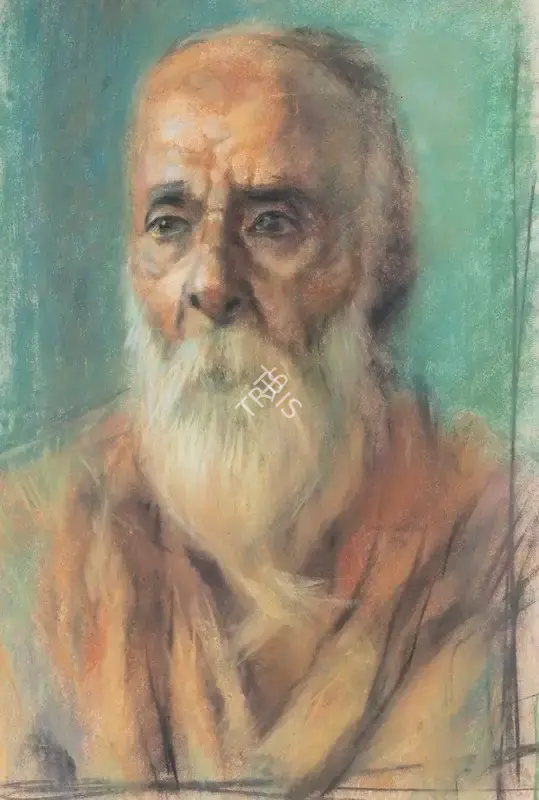 Bikash Bhattacharjee (Artist), Untitled (Portrait of an Old Man), 1962, Painting