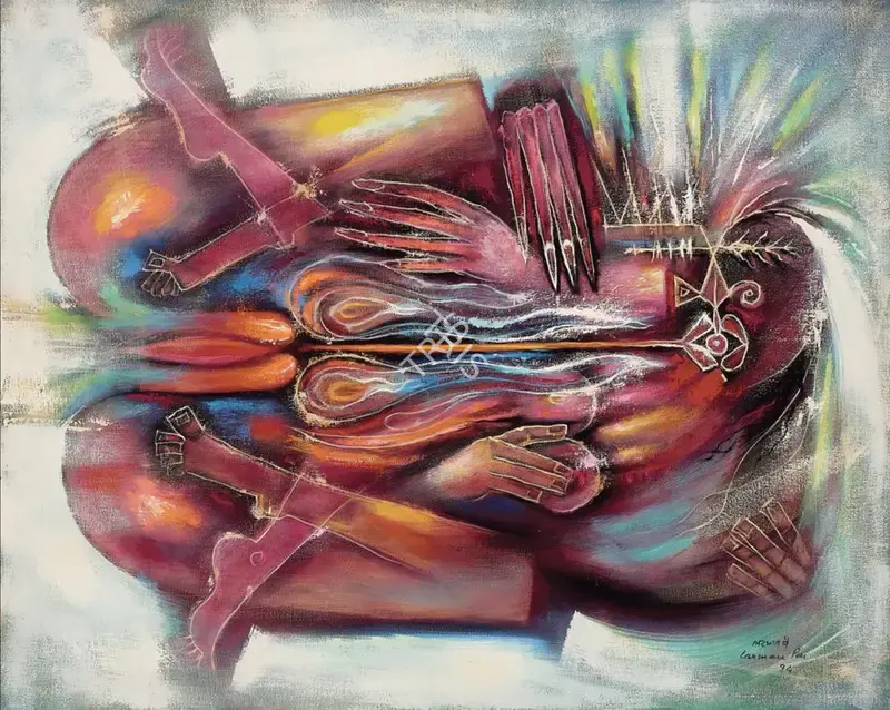 Laxman Pai (Artist), Purush Prakriti In Kamasutra No. 3, 1994, Painting