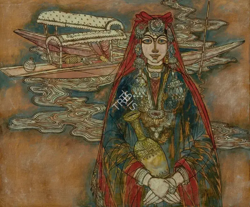 A.A.&nbsp;Almelkar (Artist), Shikara Girl, 1967, Painting