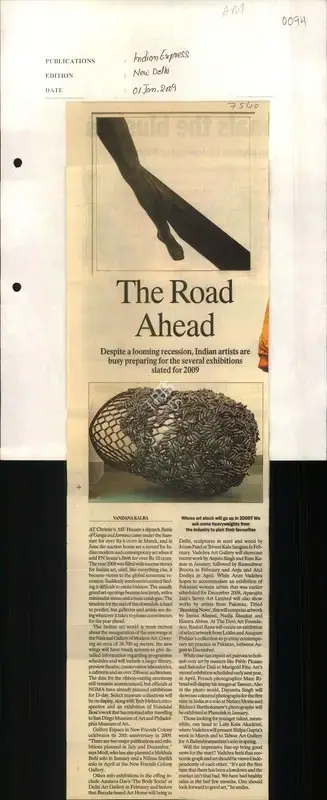 Vandana Kalra (Reporter), The Road ahead, 2009, Newspaper Clipping