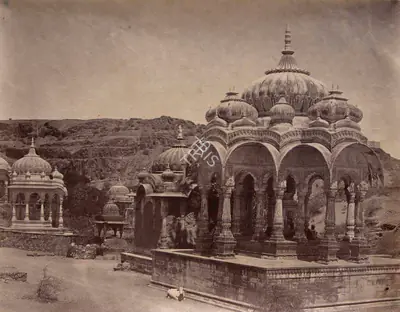 Dr. John Murray (Photographer), View in Gaitore, near Jaipur, showing several chhatris, 1857, Antiquarian Photograph