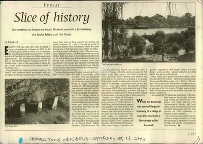 M. Prabha (Reporter), Slice of History, 2003, Newspaper Clipping