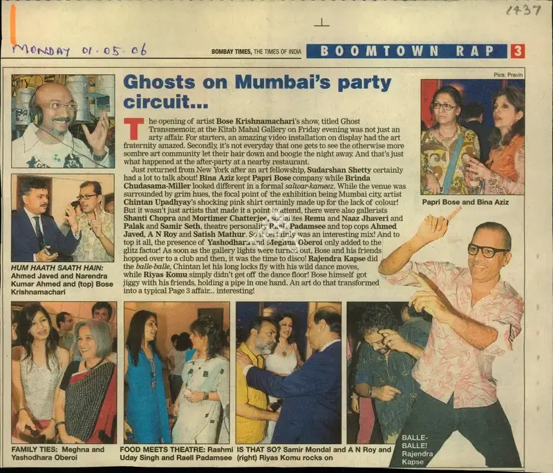 Pravin (Photographer), Ghosts on Mumbai's Party Circiut…, 2006, Newspaper Clipping