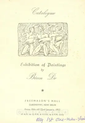 Biren De (Artist), Exhibition of Paintings by Biren De, 1952, Solo Exhibition Catalogue