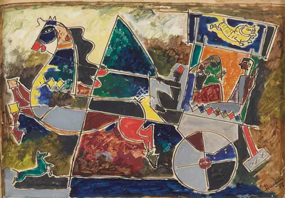 M.F. Husain (Artist), Untitled, 1953, Painting