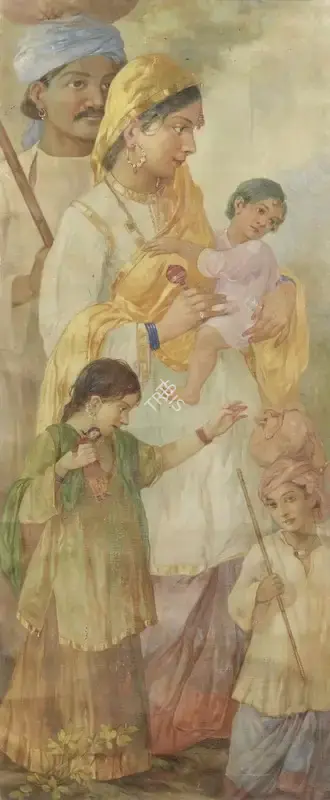 Ustad Allah Bukhsh (Artist), Untitled (Family Scene), Painting