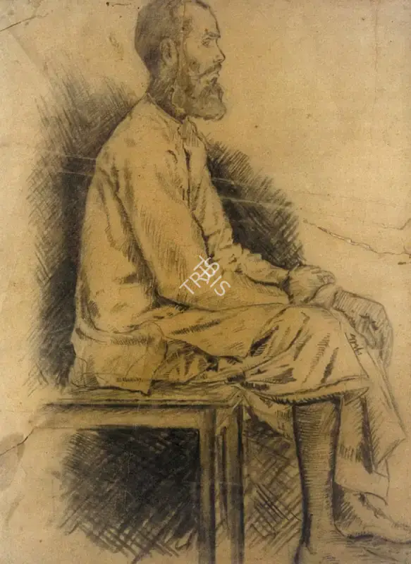 S.H. Raza (Artist), Hazrat Tajuddin Baba (Nagpur 1861 - 1925), Drawing