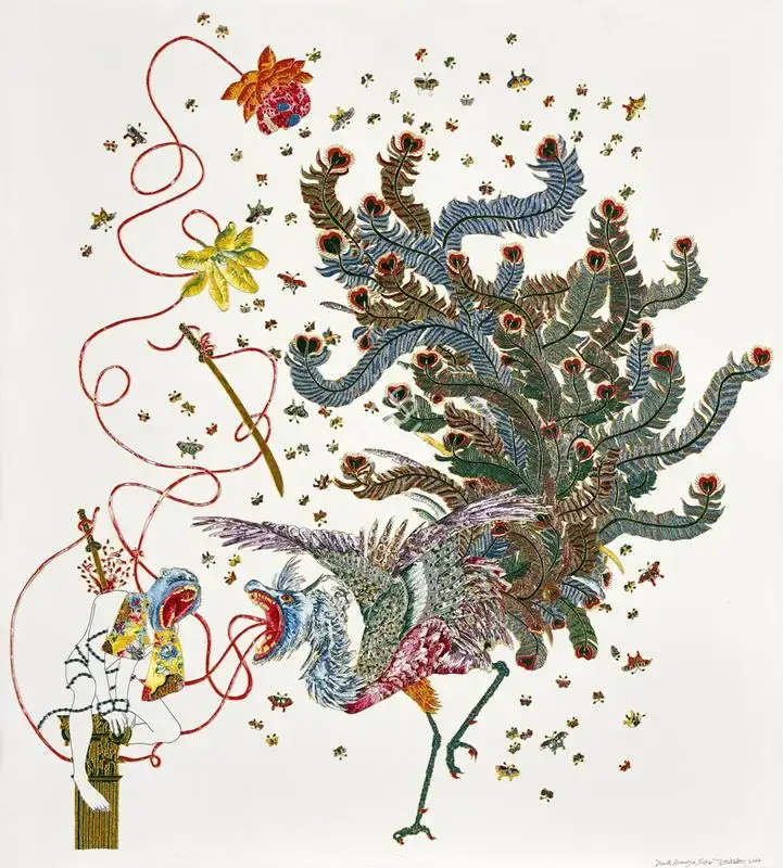 Raqib Shaw (Artist), Death, Beauty and Justice IV, 2007, Painting
