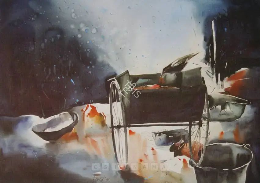 Paresh Maity (Artist), The Cart, 1992, Painting