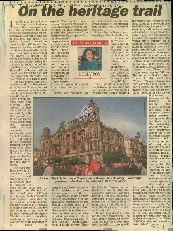 Dolly Roy (Reporter), On the Heritage Trail, 2003, Newspaper Clipping