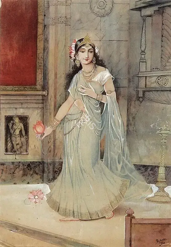 P.C. Chakravorty (Artist), At the Temple, 1933, Painting