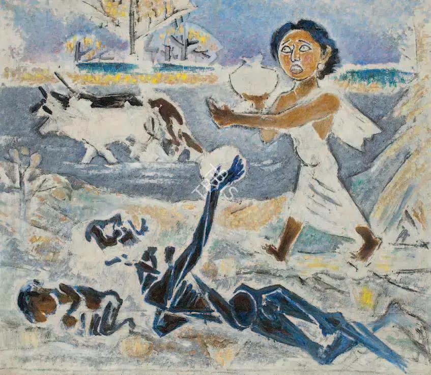 Ramkinkar Baij (Artist), Untitled (Famine), 1976, Painting