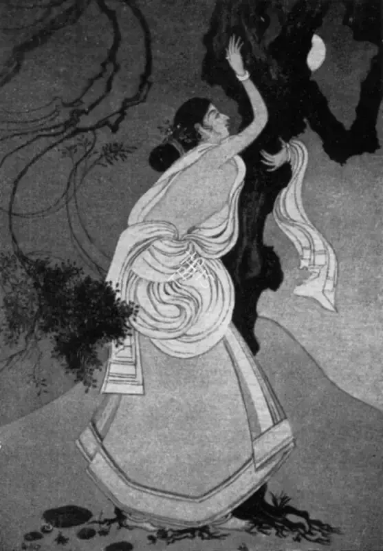 Kshitindranath Majumdar (Artist), Radha Embracing the Tamal Vriksha, Painting