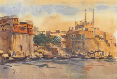 S.H. Raza (Artist), Untitled (Benares), 1943, Painting