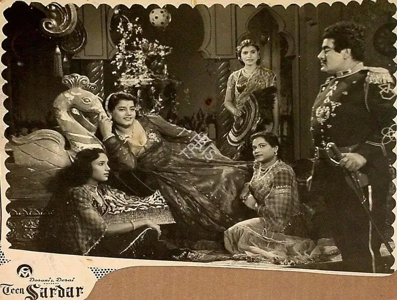 A.J. Dosani (Producer), Teen Sardar, 1955, Lobby Card