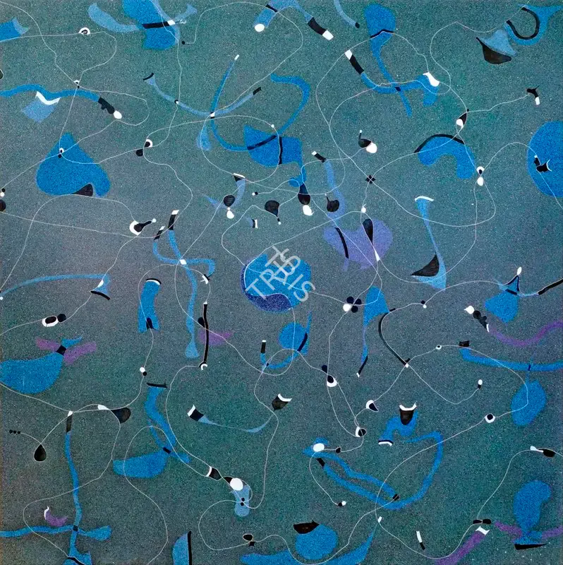 Balraj Khanna (Artist), Abstract Blue, White and Black, Painting