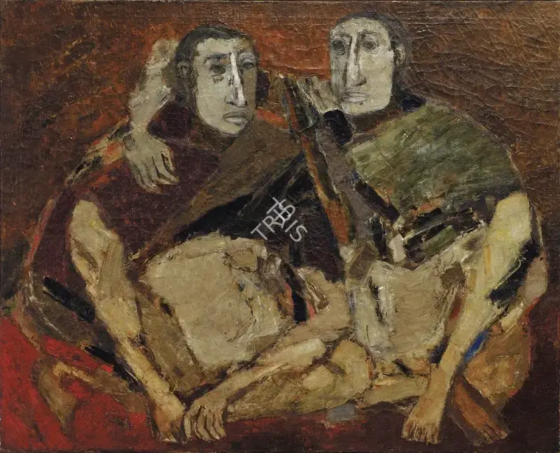 Tyeb Mehta (Artist), Two Brothers, 1961, Painting