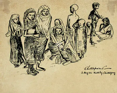 Chittaprosad (Artist), The Bengal Famine Series, 1944, Drawing
