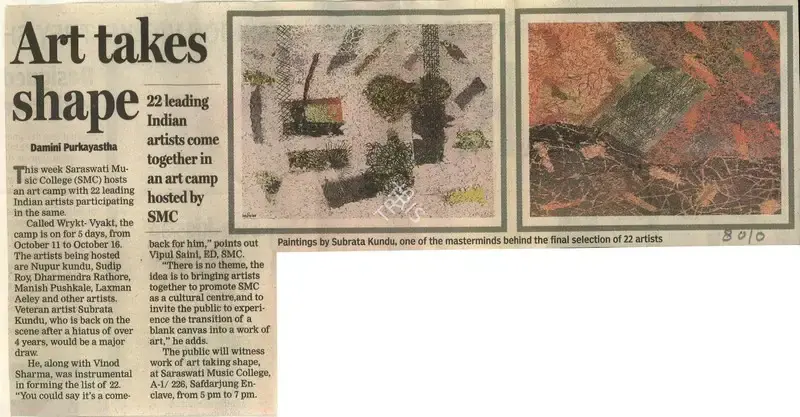 Damini Purkayastha (Reporter), Art Takes Shape, 2008, Newspaper Clipping