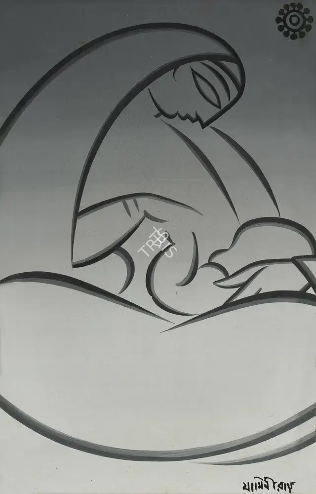 Jamini Roy (Artist), Mother & Child, 1950, Drawing