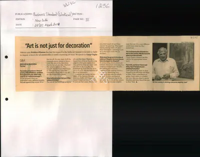 Gargi Gupta (Reporter), Art is Not Just for Decoration, 2008, Newspaper Clipping